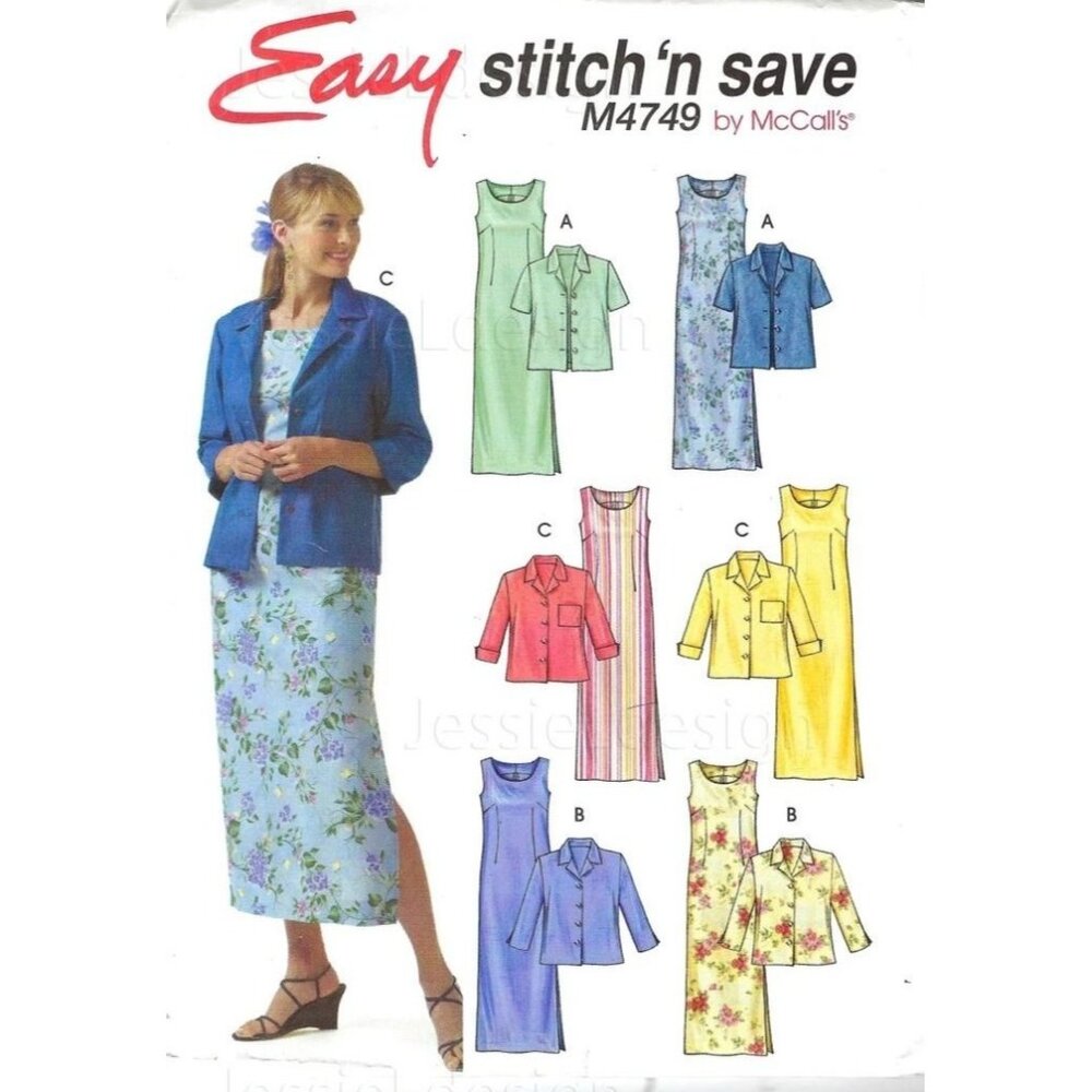 McCall's Sewing Pattern 4749‎ Misses Jacket Dress Size 8-14